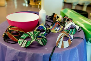 Mardi Gras masks made at the PracticeLink event in New Orleans during ASPR 2016.